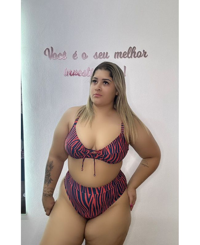 Biquini Meia Taça Caribe Hot Pant Zebra Terracota ... - JOYCE PRADO