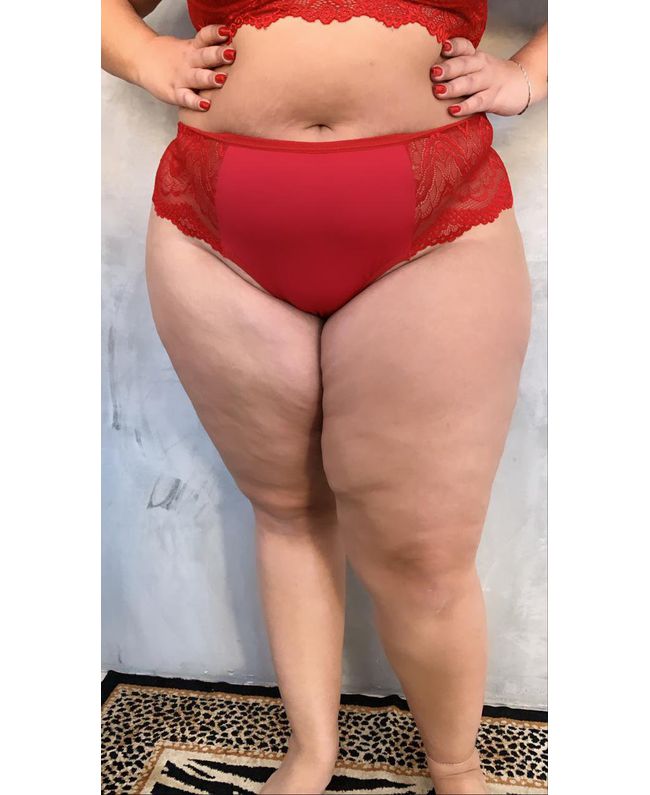 Calcinha Plus Size Fio Duplo Vermelha viés Lateral Renda 027.03
