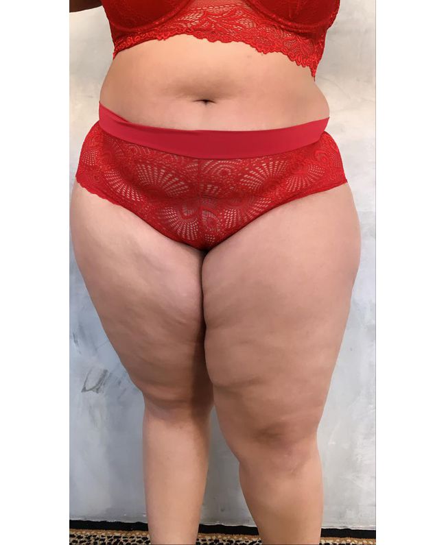 Calcinha Premium Plus Size Vermelha Caleçon Com Cós 013.05