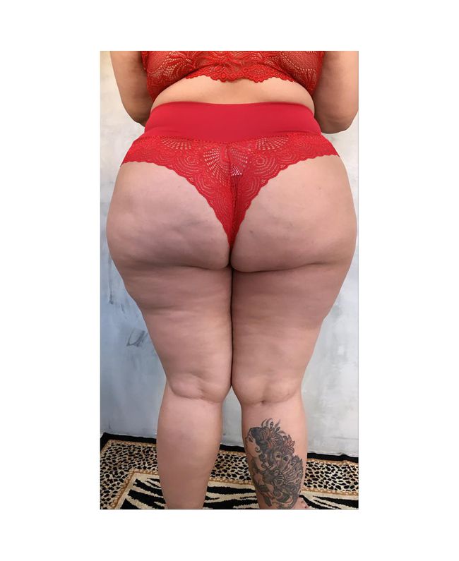 Calcinha Premium Plus Size Fio Duplo Vermelha Cós Fio Renda 007.04