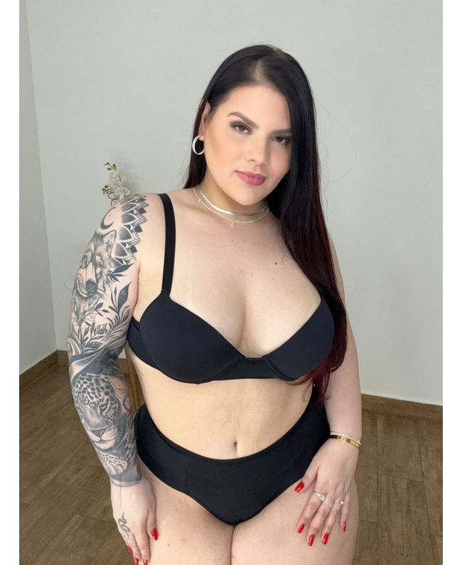 Conjunto Básico Preto Com aro e calcinha fio duplo... - JOYCE PRADO