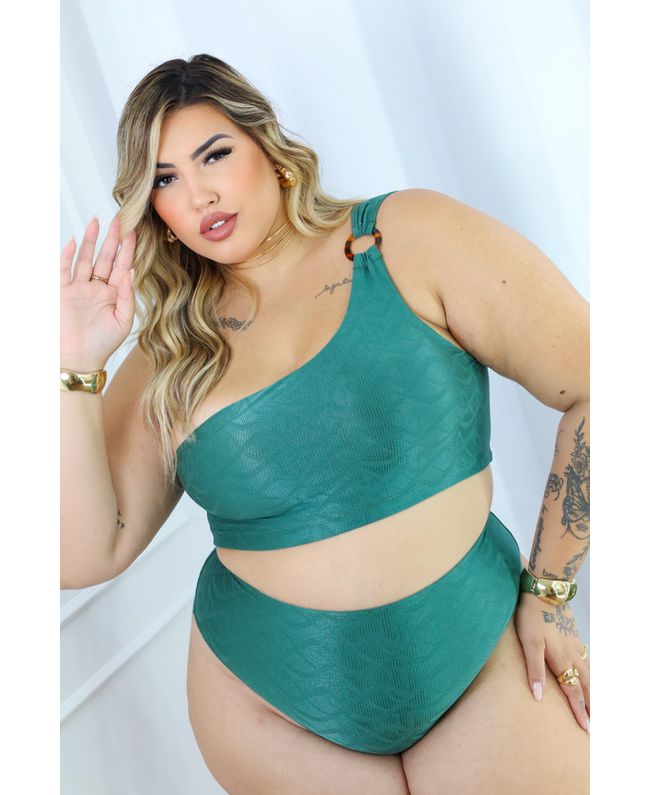 Biquíni Plus Size Nula Manga Verde com fio duplo 0... - JOYCE PRADO