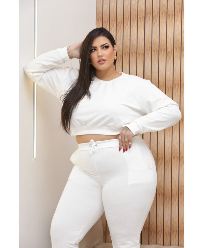 Moletom Plus Size Moletinho Off White