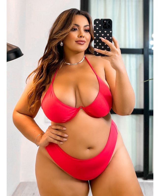 Biquíni Plus Size Aro Fio Duplo Rosa Pitaya