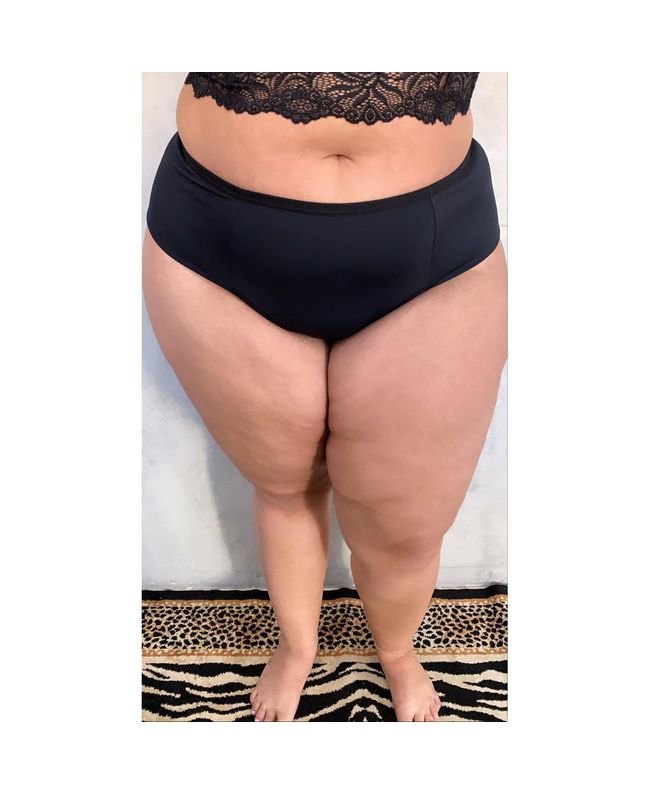 Calcinha Plus Size Preta Fio Duplo Com Viés 026.01