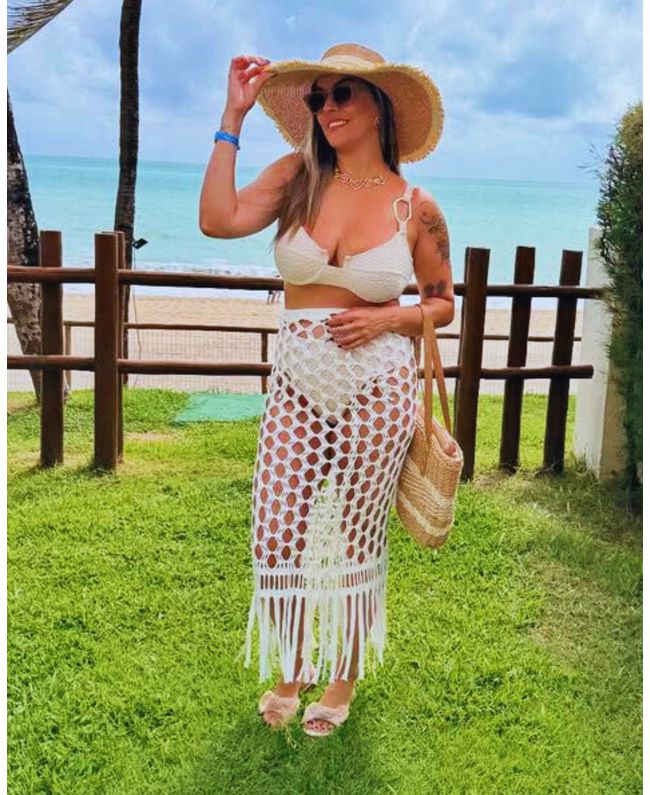 Biquini Meia Taça Leblon Off White detalhe alça fi... - JOYCE PRADO