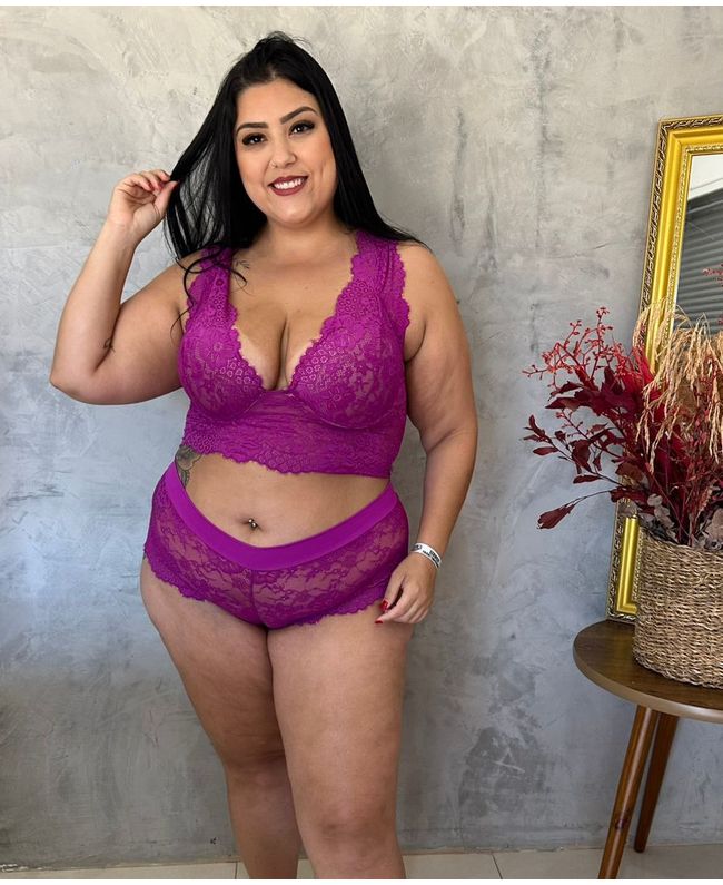 Conjunto Lingerie Croped Alça De Renda Framboesa C... - JOYCE PRADO