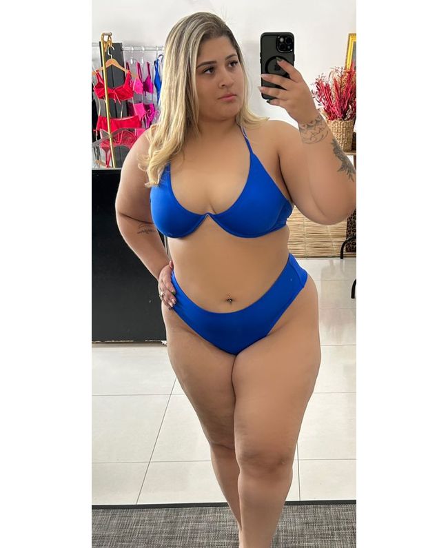 Biquíni Plus Size Aro Único Fio Duplo Azul Royal 