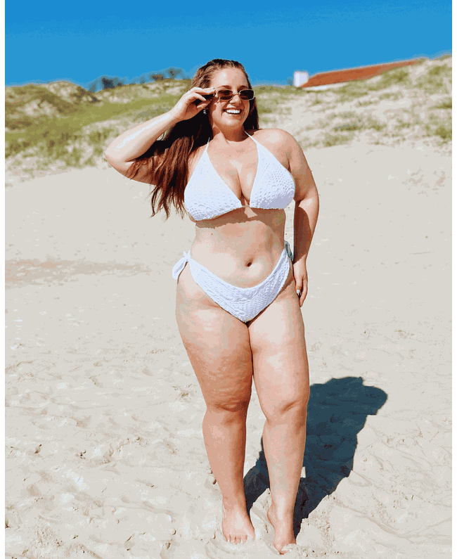 Biquíni Plus Size Cortininha Branco de Renda