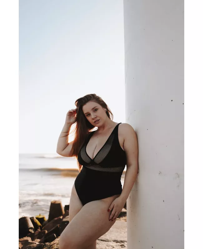 Maiô Plus Size bojo removível Elástico furado Pret... - JOYCE PRADO