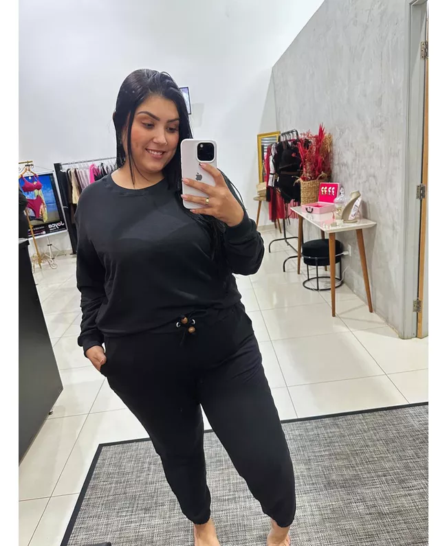 Moletom Plus Size com Lycra Preto 0403.01 - 0403.0 - JOYCE PRADO