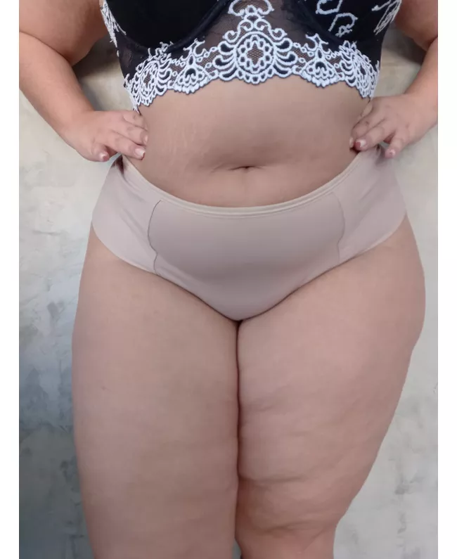 Calcinha Premium Plus Size Chocolate Fio Duplo Com Cós Viés