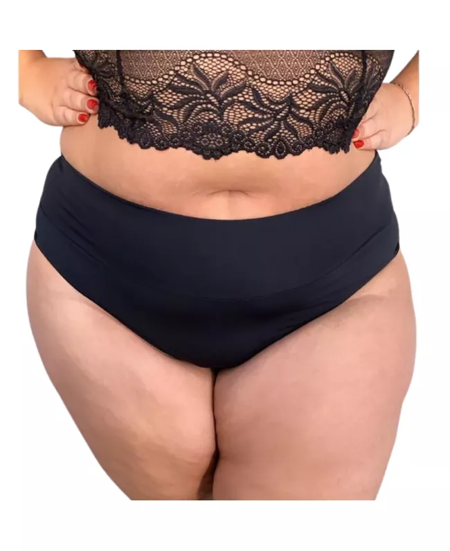 Calcinha Plus size Premium Preta Fio Duplo Com Cós... - JOYCE PRADO