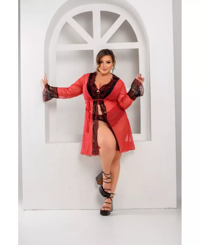 Robe Tule com Renda Vermelho 223.01 - 223.01 - JOYCE PRADO