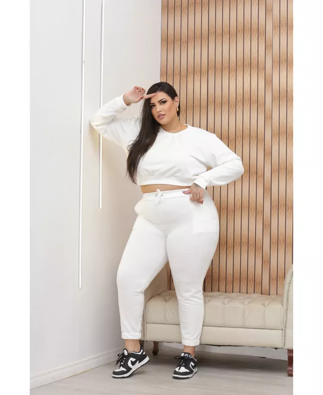 Moletom Plus Size Felpudo Off White