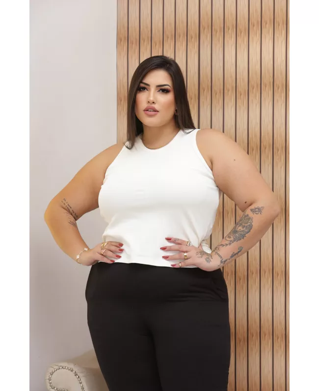 Regata Canelada Plus Size Off White 