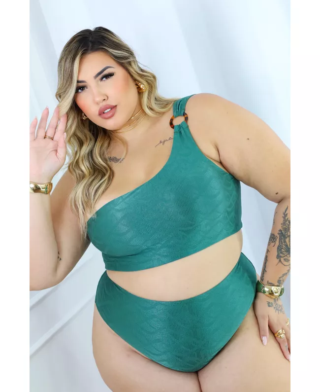 Biquíni Plus Size Nula Manga Verde com fio duplo