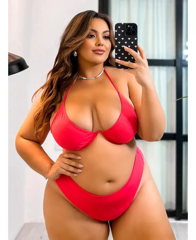 Biquíni Plus Size Aro Fio Duplo Rosa Pitaya