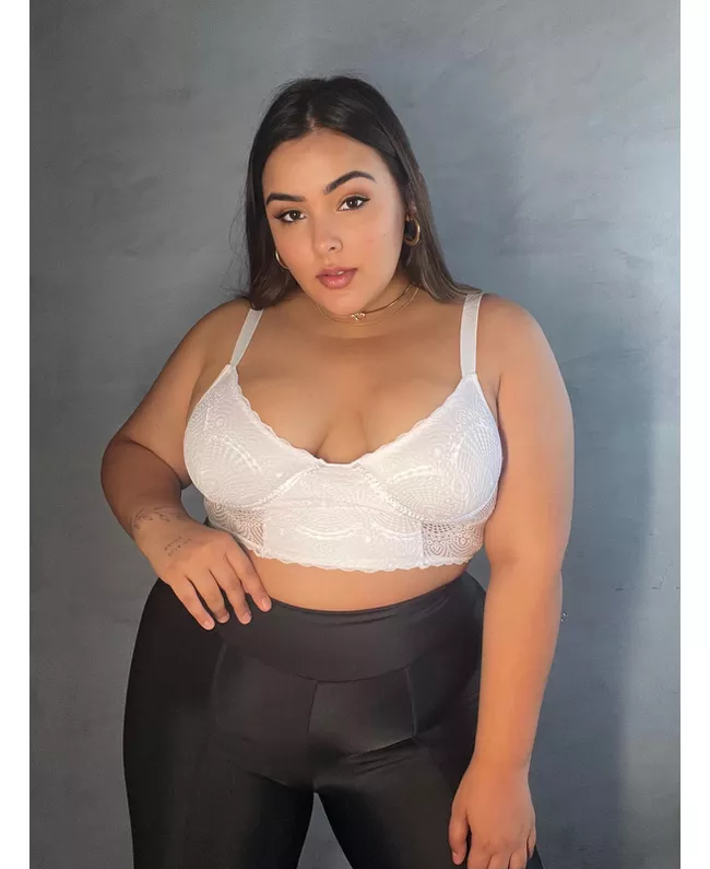 Cropped Meia Taça Sem Bojo Renda Branco 180.02 - 1... - JOYCE PRADO