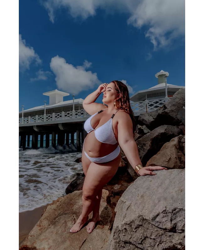 Biquíni Plus Size Aro Único Branco Texturizado det... - JOYCE PRADO