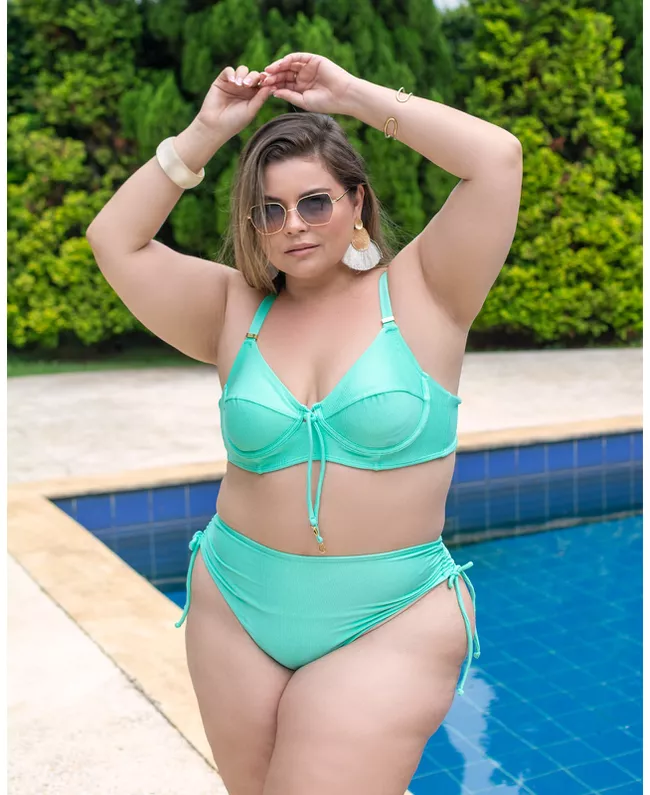Biquini Meia Taça Caribe Verde Claro fio duplo reg... - JOYCE PRADO