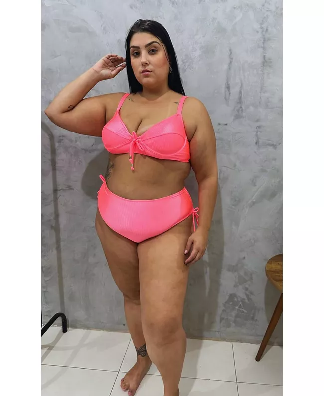 Biquini Meia Taça Caribe Coral fio duplo regulagem... - JOYCE PRADO