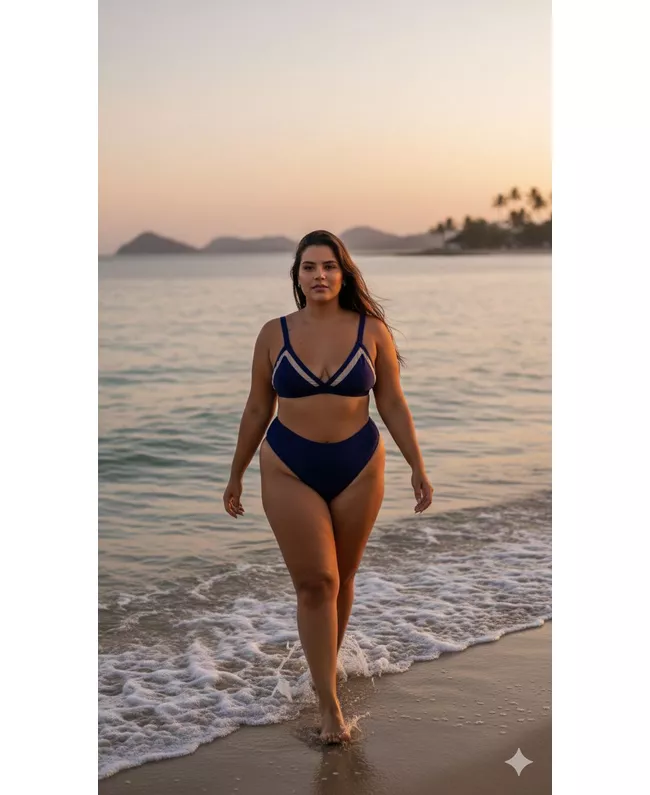 Biquíni Plus Size Ilusion Azul Marinho com fio duplo 0117.04