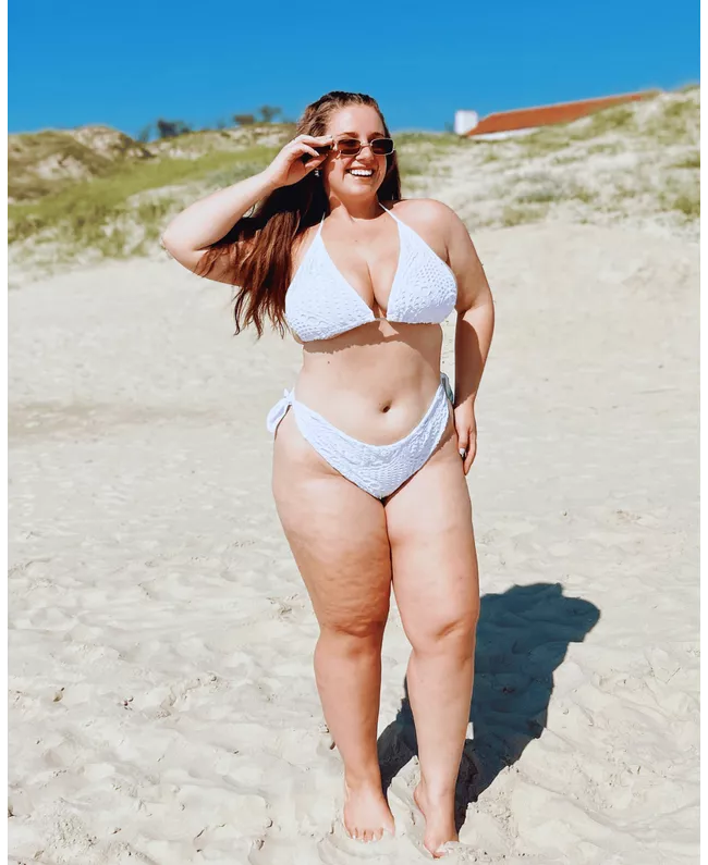 Biquíni Plus Size Cortininha Branco de Renda