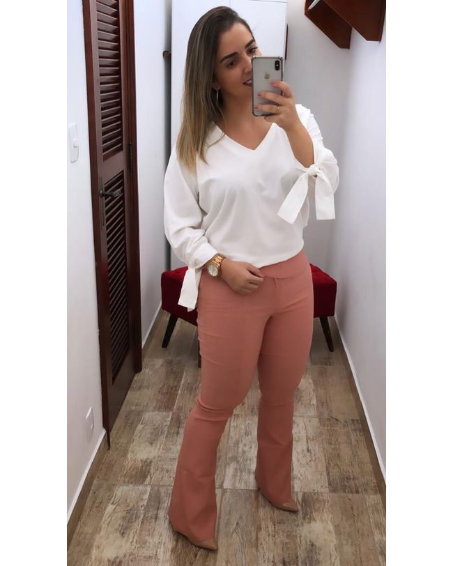 CALÇA FEMININA FLARE ROSA