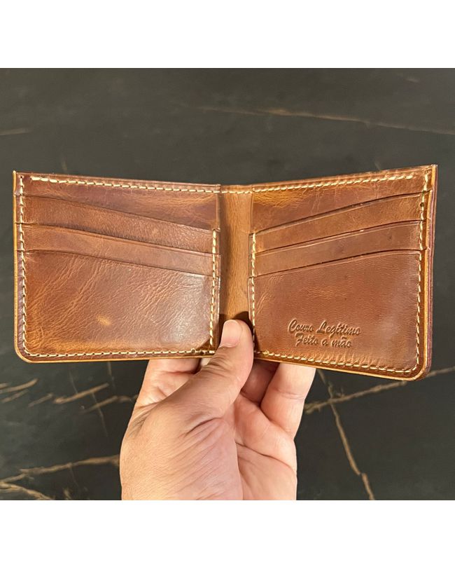 Carteira Masculina Couro Legitimo Marrom Caramelo