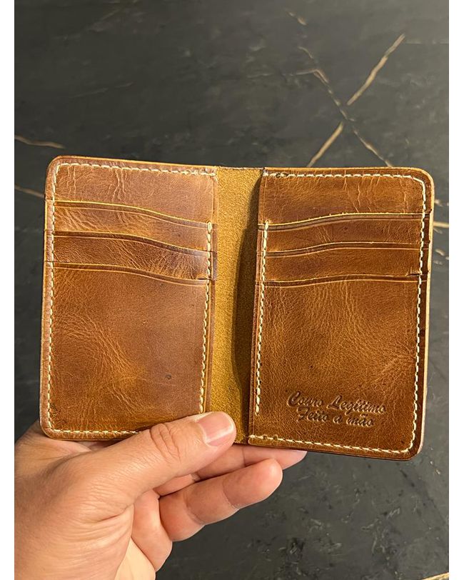 Porta Cartão em Couro Legitimo Caramelo
