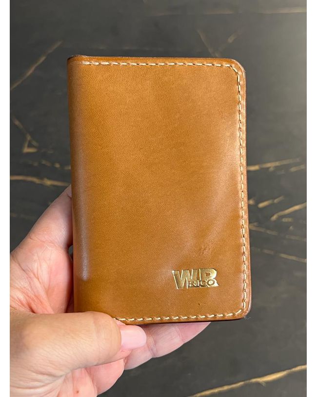 Porta Cartão em Couro Legitimo Caramelo Liso