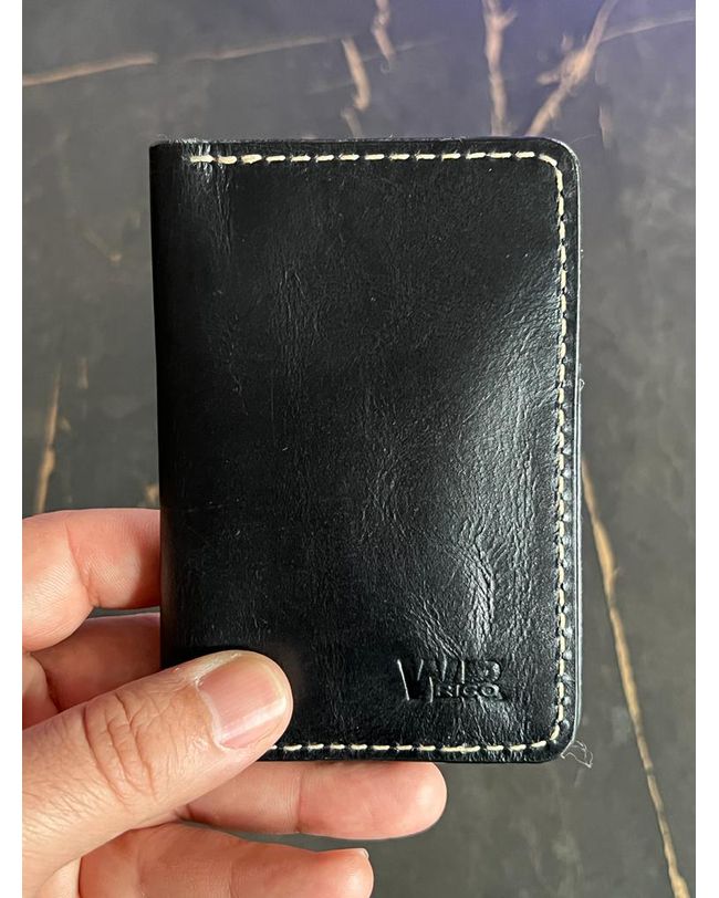 Porta Cartão em Couro Legitimo Preto