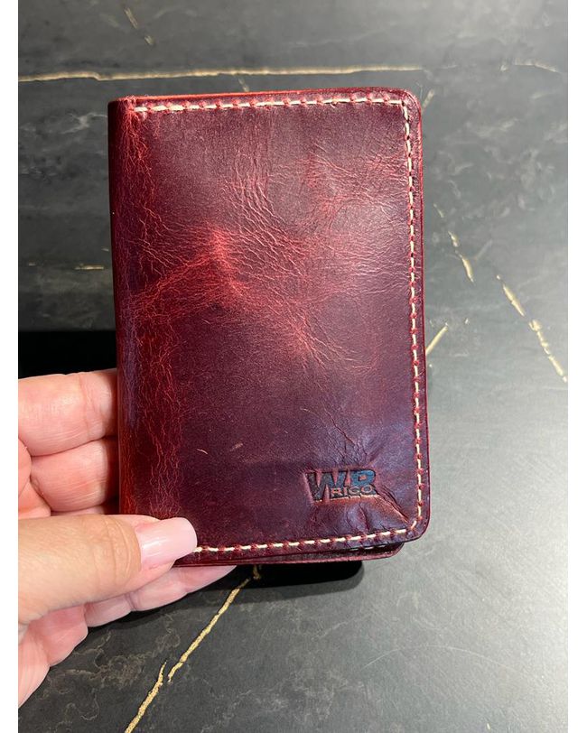 Porta Cartão em Couro Legitimo Vermelho