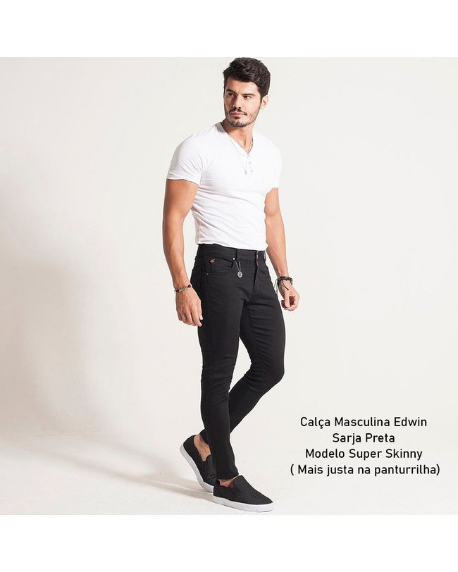 Calça Masculina Edwin Preta Sarja Super Skinny