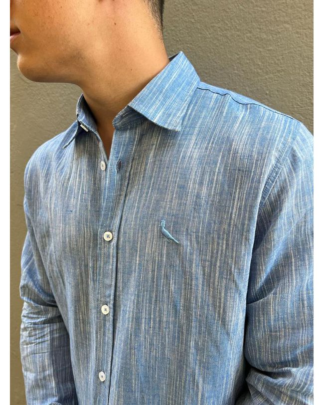 Camisa Masculina Social Azul Claro Slim Fit