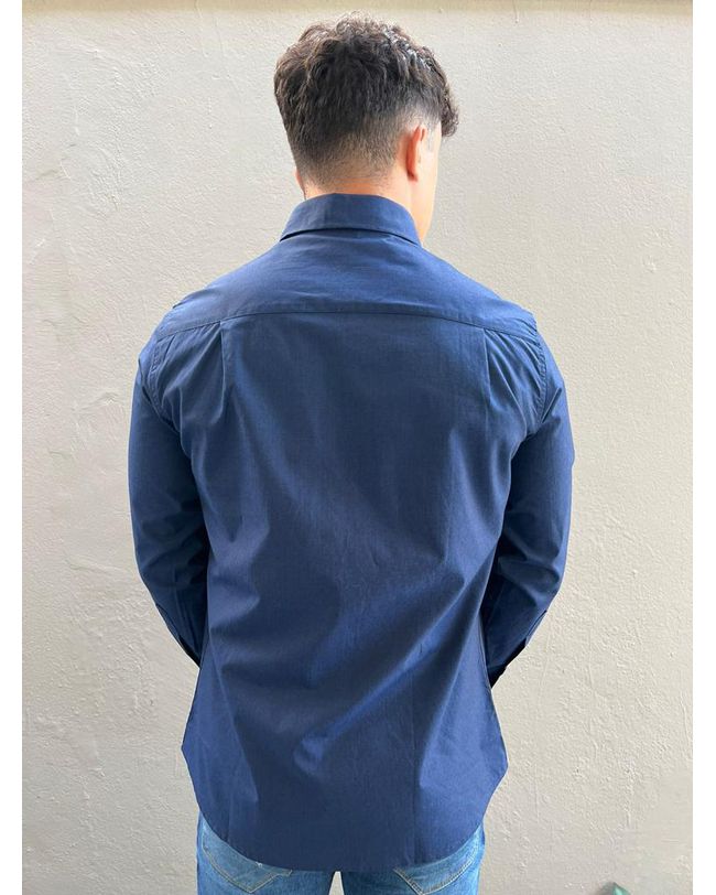 CAMISA MASCULINA SOCIAL SLIM FIT AZUL MARINHO