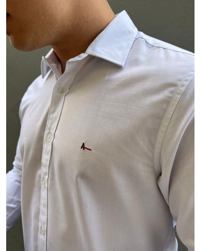CAMISA MASCULINA SOCIAL SLIM FIT ARAMIS BRANCA