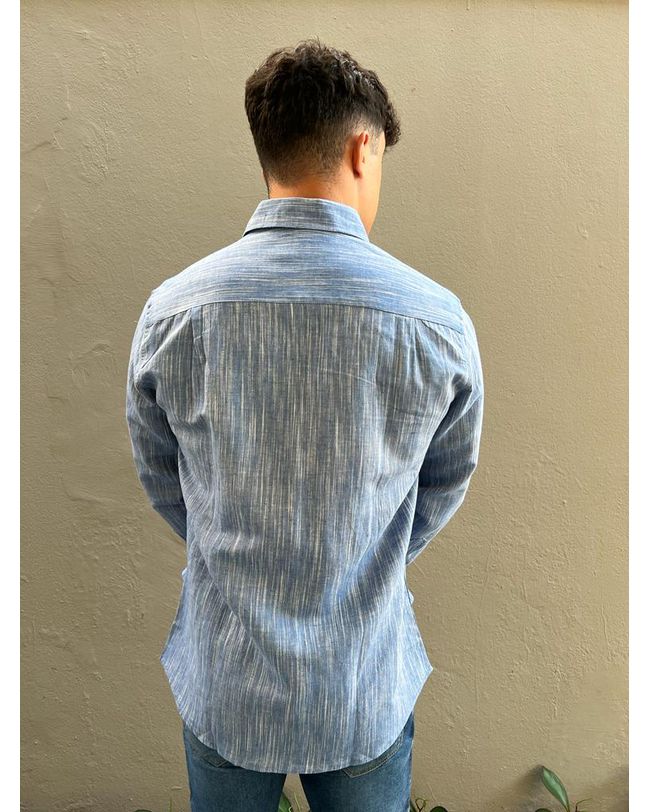 Camisa Masculina Social Azul Claro Slim Fit