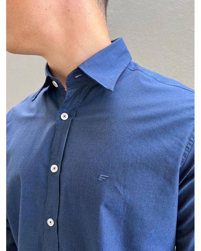 CAMISA MASCULINA SOCIAL SLIM FIT AZUL MARINHO
