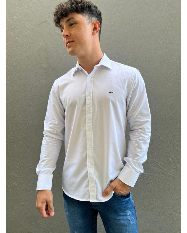 CAMISA MASCULINA SOCIAL SLIM FIT ARAMIS BRANCA