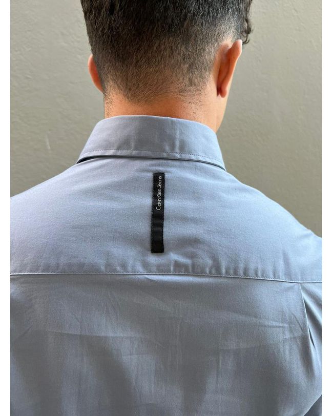 Camisa Social Masculina Cinza Slim Fit