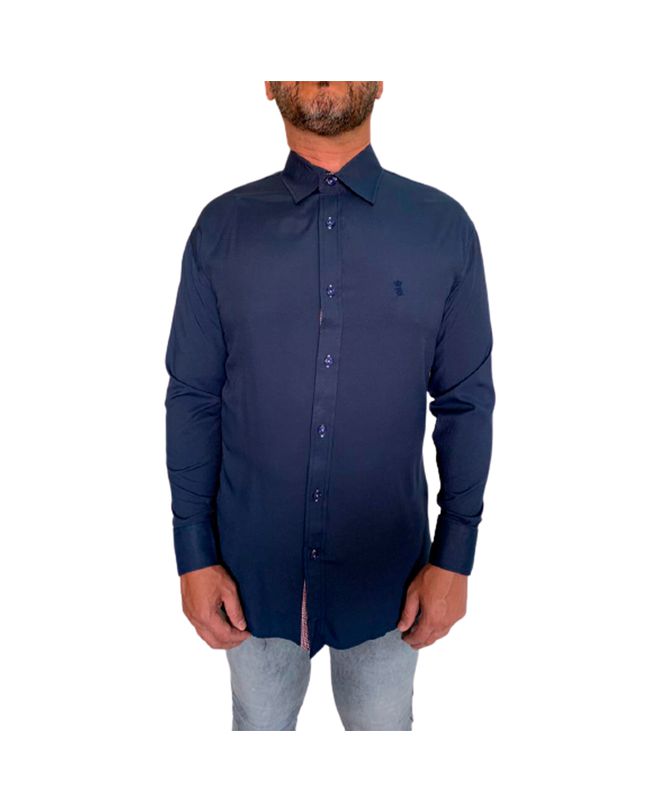CAMISA MASCULINA SOCIAL SLIM FIT AZUL ESCURO SK