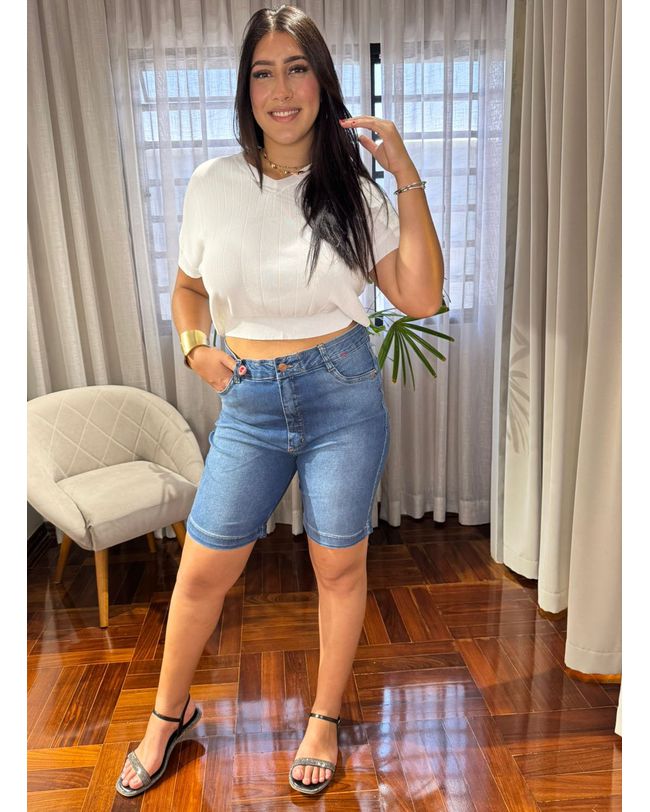 Bermuda Loopper Plus Size Jeans Feminina