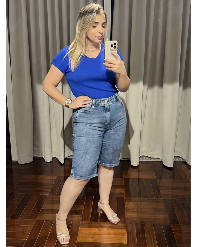 Bermuda Feminina Jeans Loopper Ciclista LOJA VOLARIUM