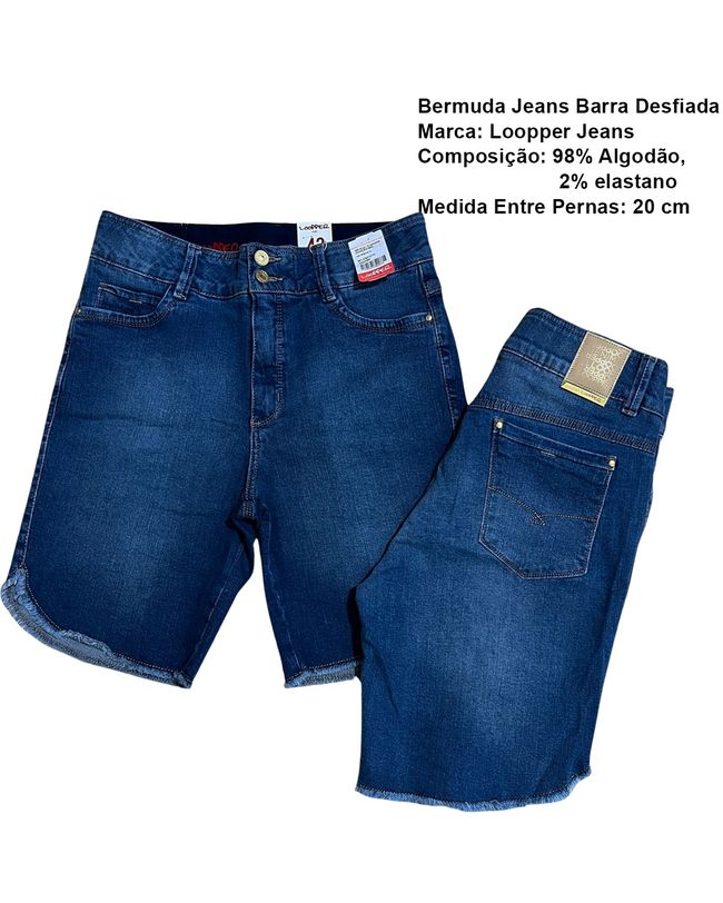 Bermuda Feminina Jeans Loopper Desfiada na Barra