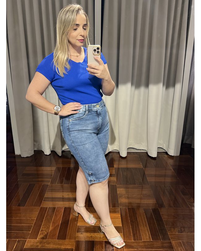 Bermuda Feminina Jeans Loopper Ciclista 