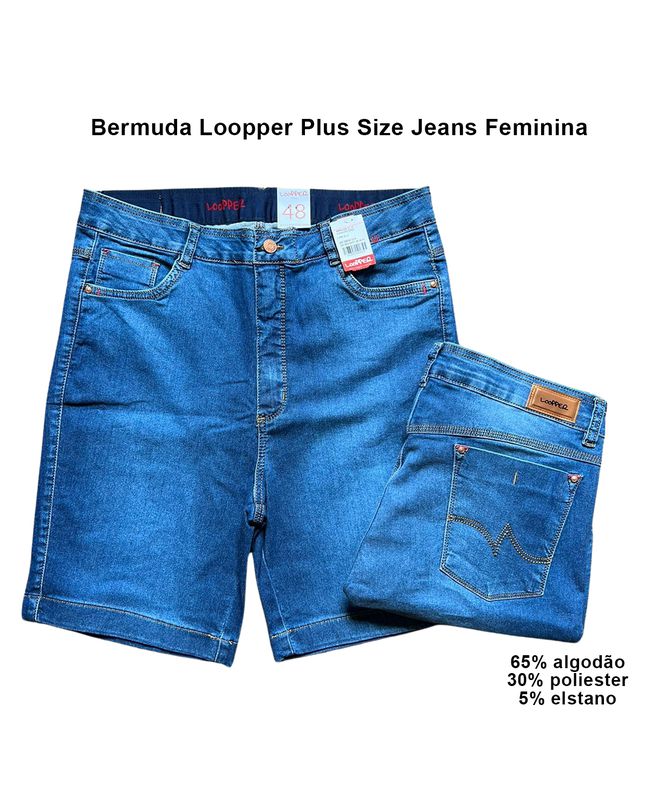 Bermuda Loopper Plus Size Jeans Feminina