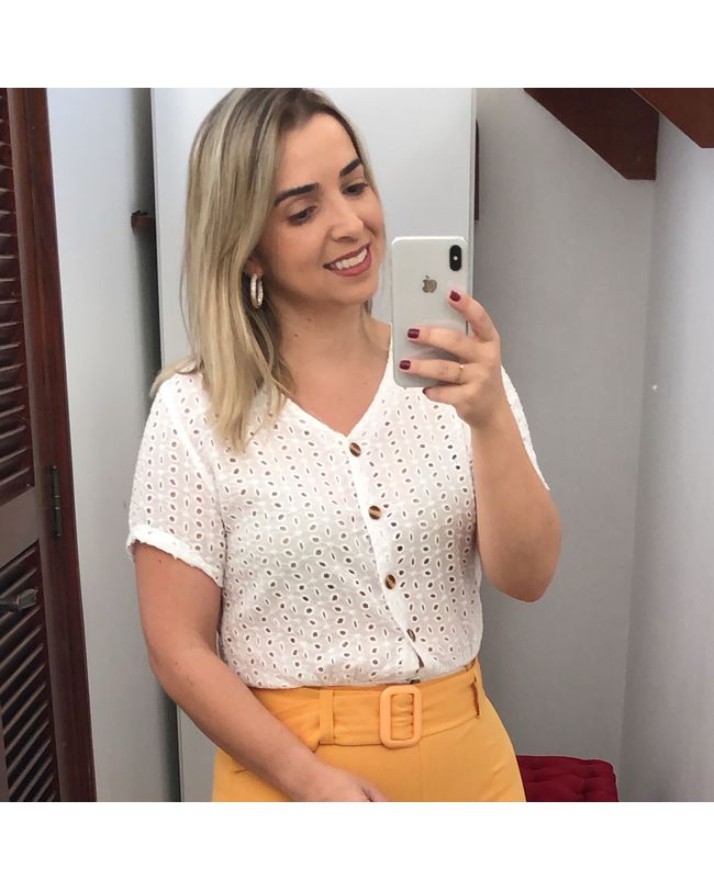 Blusa Cropped Feminino Branco Lese