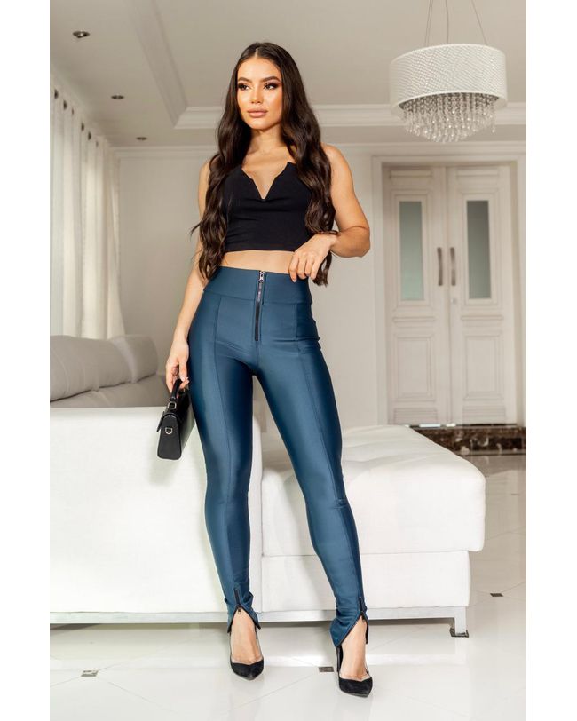 Calça Feminina Prada Colorida Azul Petroleo